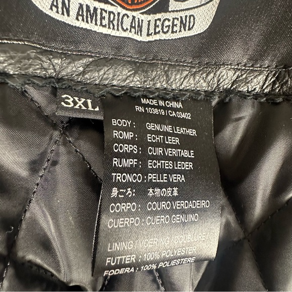 Harley Davidson Mens Leather Jacket 3XL (Genuine Harley Davidson Brand) - Picture 9 of 12
